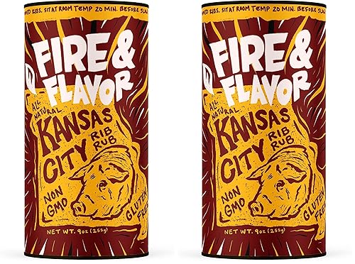 Miniatura 1 de Fire & Flavor Kansas City Rib Rub, auténtico condimento seco con sabor a barbacoa de Kansas City para costillas, mezcla exclusiva, sin gluten,