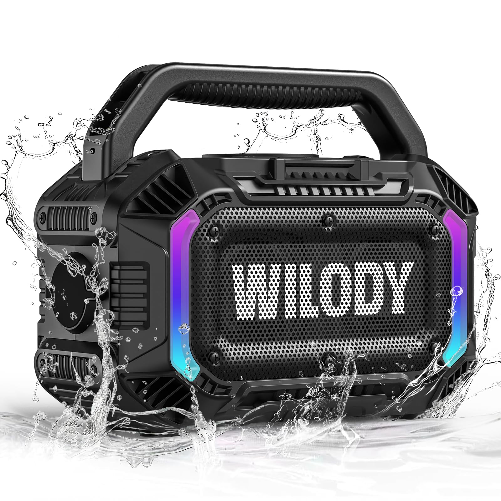 Wilody Altavoz Bluetooth Potente 100W,Altavoces Bluetooth Grande,Altavoces Bluetooth Exterior con IPX7 Resistente al Agua,EQ,RGB,USB,batería de 20 Horas,TWS,BT5.3（L-Negro）