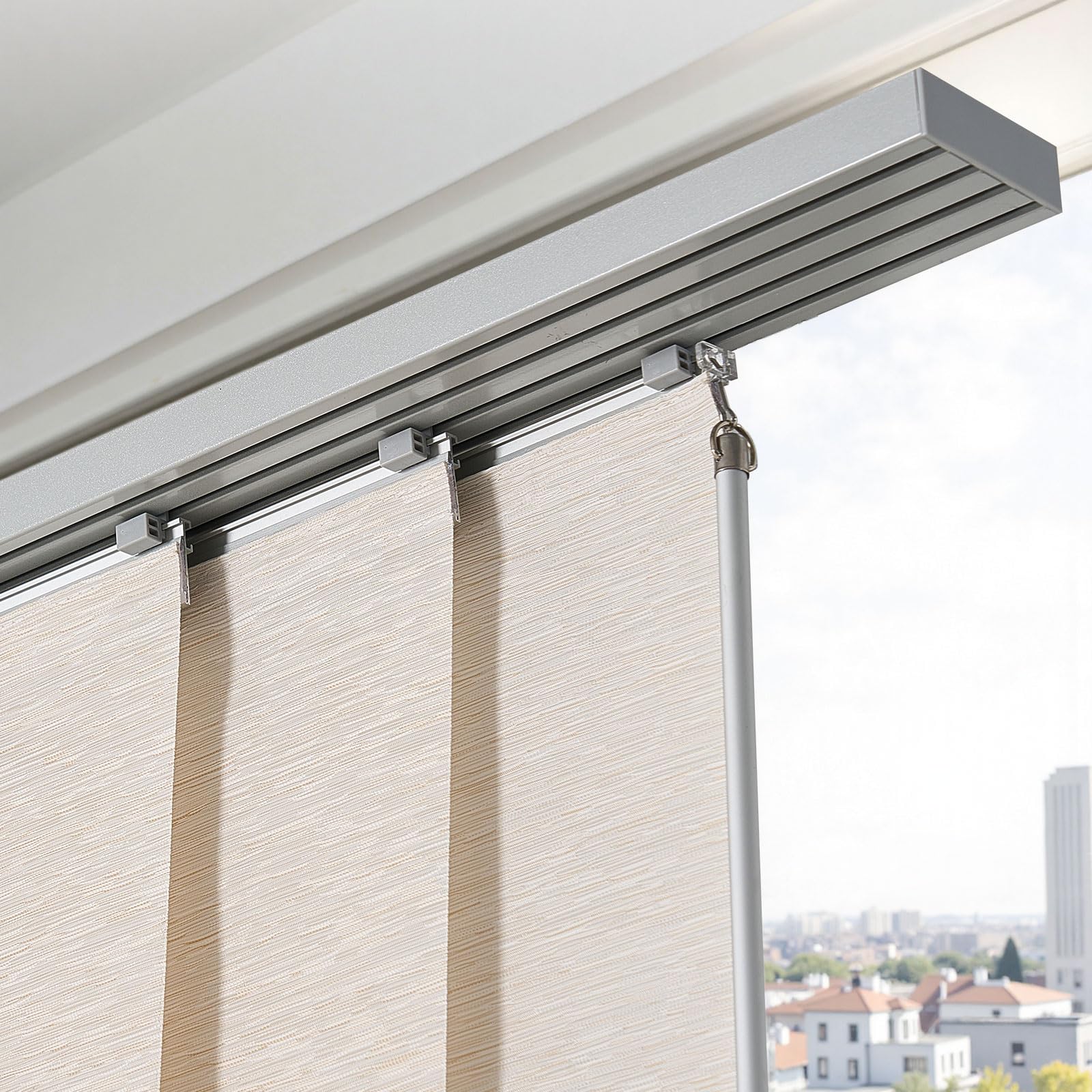 VEVOR Store à Panneaux sur Rail Extensible 116-218 cm de Largeur, Panneau Japonais Vertical Ajustable jusqu'à 243 cm de Hauteur, pour Portes Coulissantes, Séparation de Pièce, Fenêtres, Marron Clair