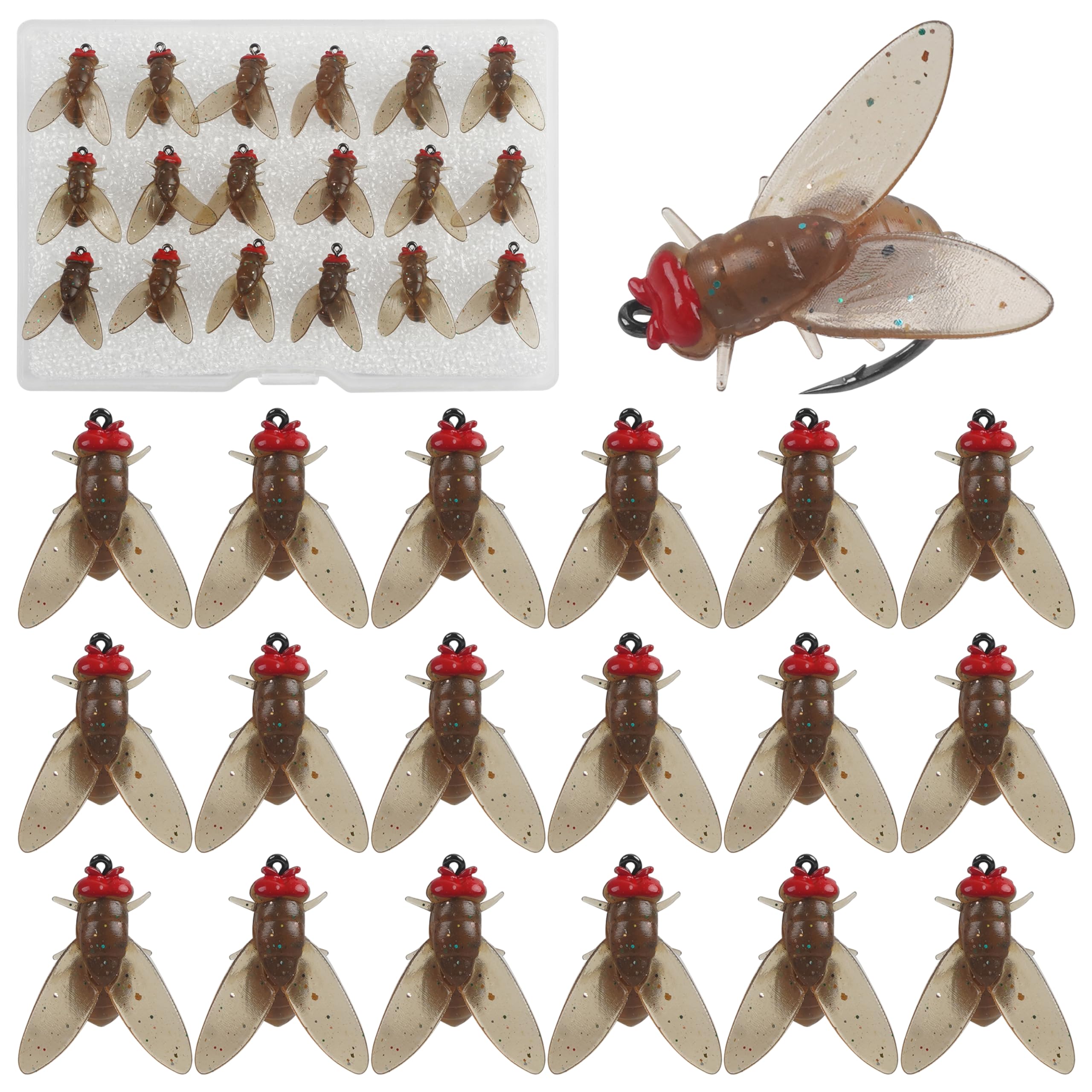 Bionic Fly Fishing Bait, 18pcs Trout Jig Swimbait Dry Flies Bass Fly Fishing Lures Kit Panfish Lure Fly Fishing Hook Artificial Soft Bait for Freshwater Saltwater