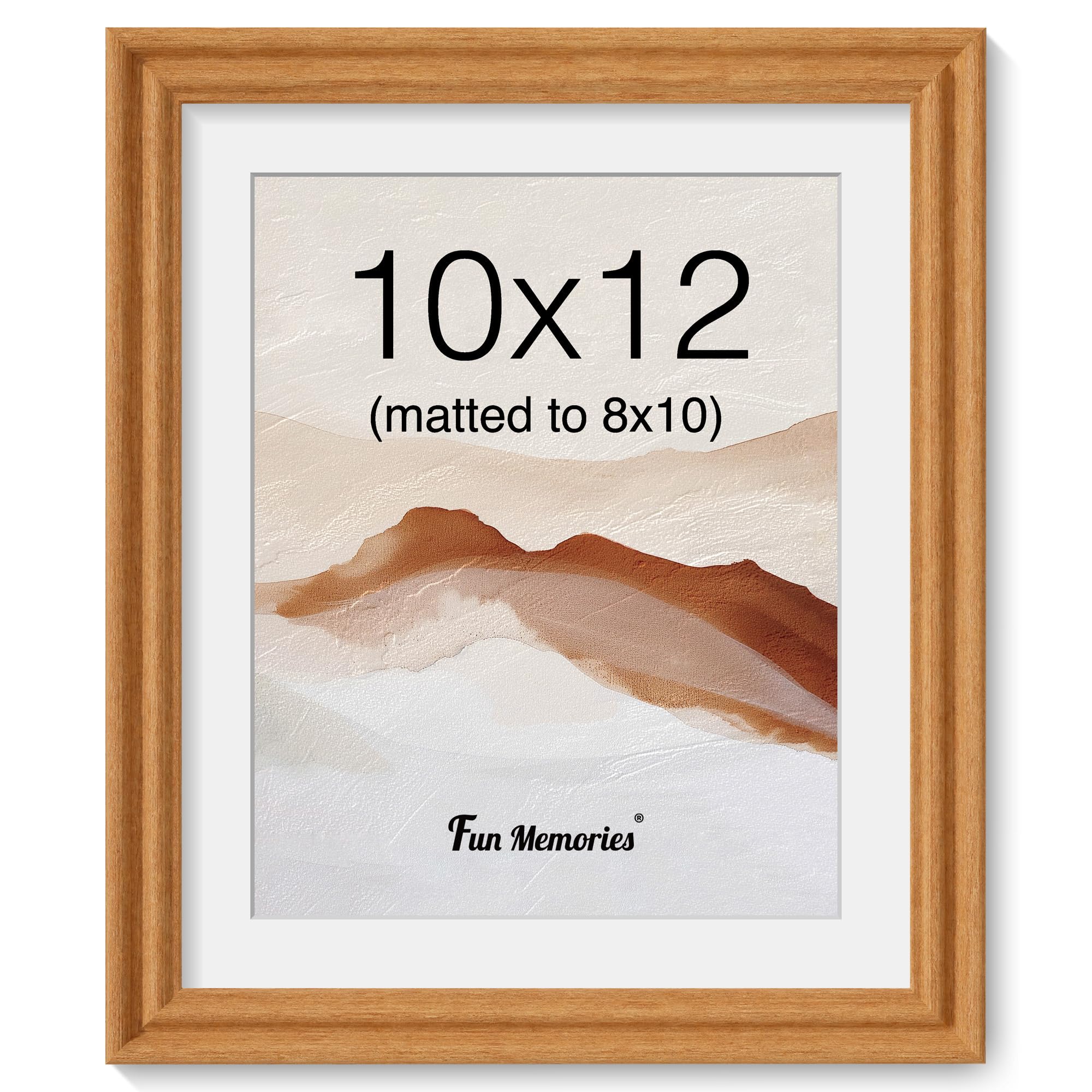 10x12 Picture Frame, Solid Teak Wood Picture Frame, 10 x 12 Photo Frame with High Tempered Glass, 10 by 12 Wooden Frame Matted to 8x10 Photo Wall Mounted, 1 Pack