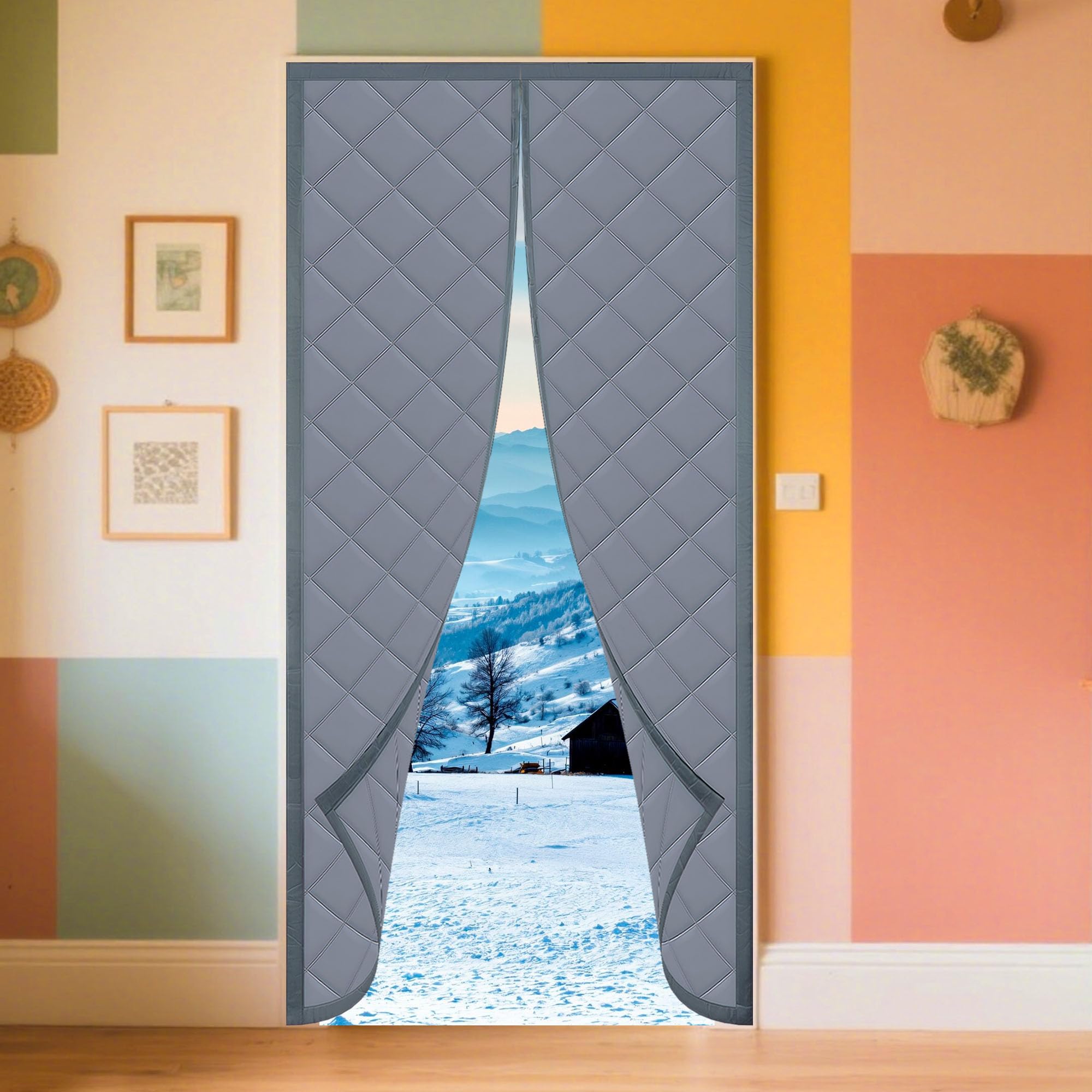 Rideau de porte isolant thermique contre les courants d'air rideau magnétique 80x274 cm