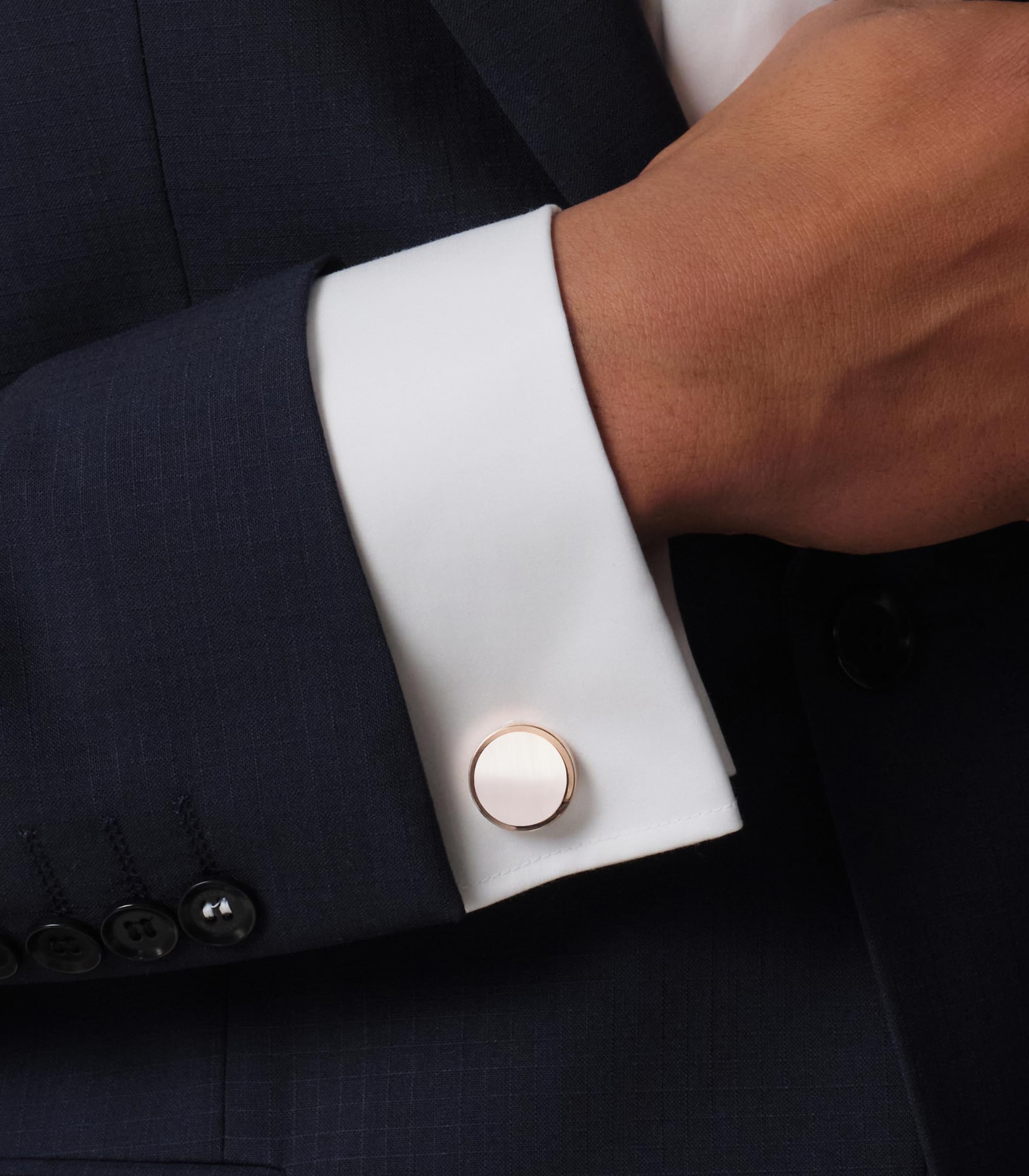 DAVIDOFF ESSENTIALS Manschettenknöpfe – runde Manschettenknöpfe aus Messing – stilvolle Herren Accessoires