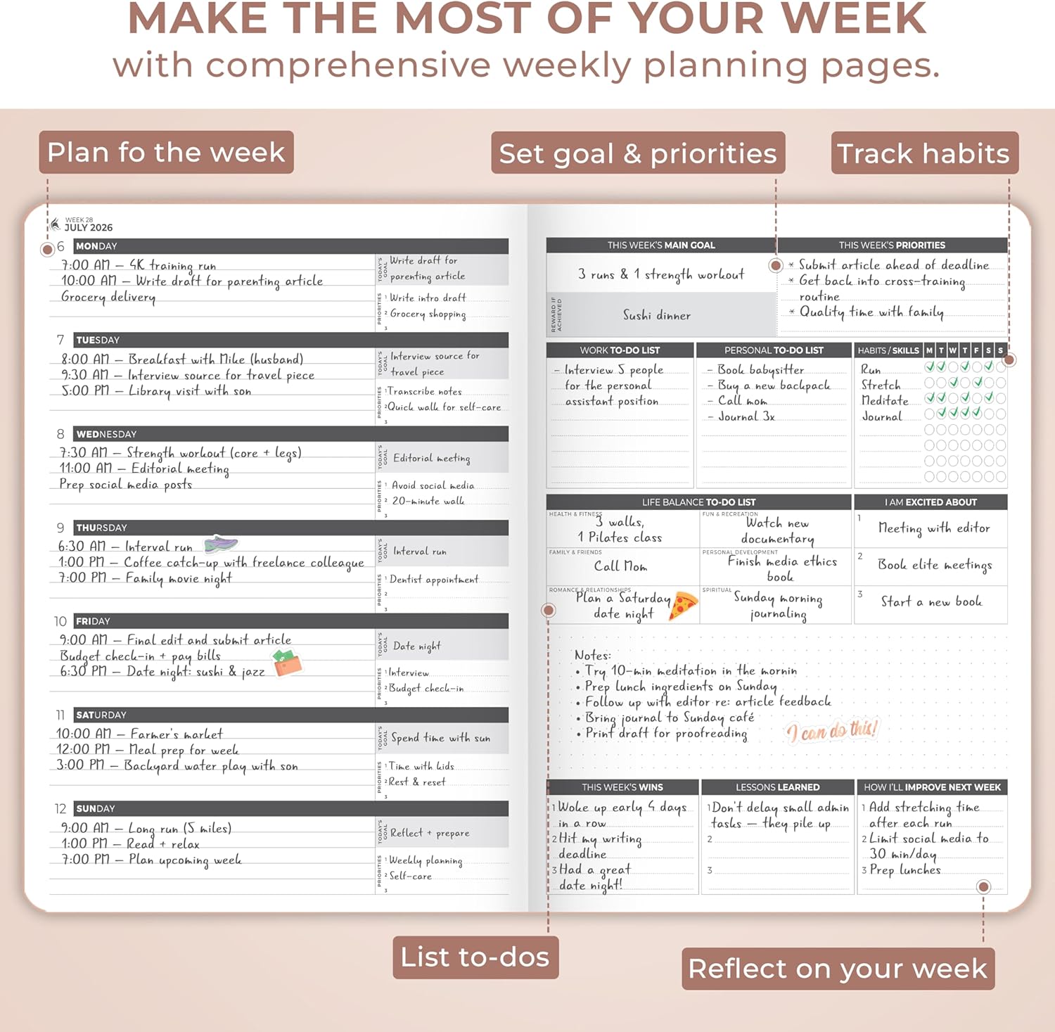 Clever Fox Planner PRO Dated (Jan 2026–Jan 2027) Weekly & Monthly Life Planner to Increase Productivity, Time Management and Hit Your Goals – Organizer, Gratitude Journal – A4 Size (Rose Gold)