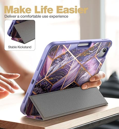 Miniatura 3 de SURITCH Funda para iPad de 10.9 pulgadas de 10.9 pulgadas 2022, protector de pantalla integrado con soporte magnético de triple pliegue, función de
