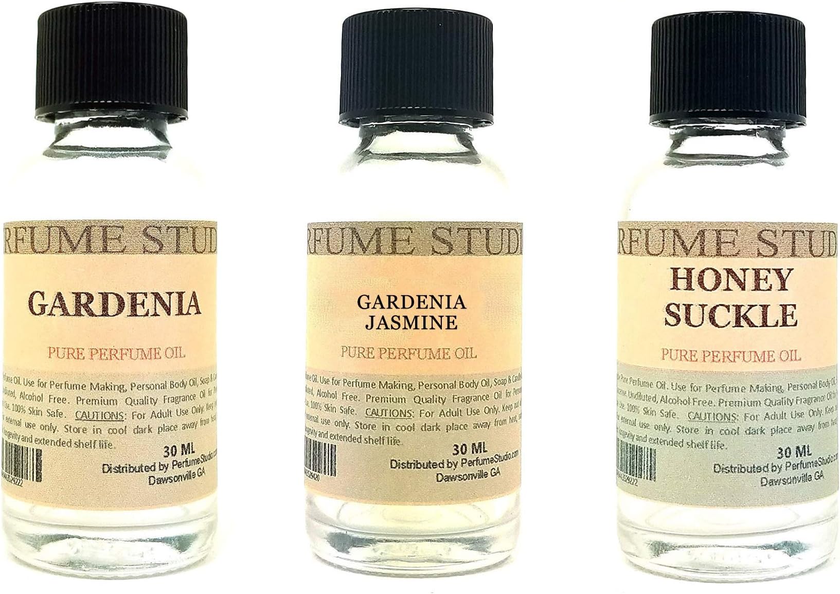 Fragrance Oil Set 3-Pk 1oz Each for Making Soaps, Candles, Bath Bombs, Lotions, Room Sprays, Colognes (White Floral, Gardenia, Gardenia Jasmine, Honey Suckle)