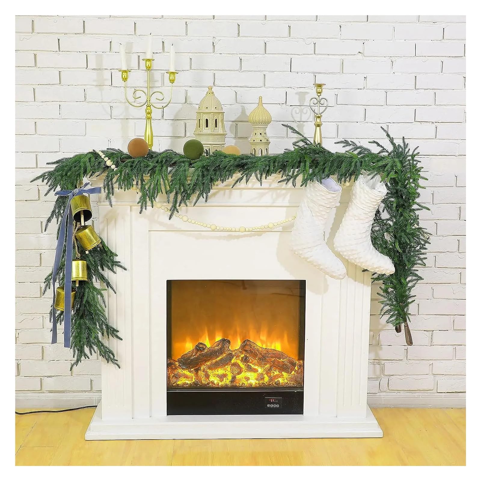 Guirnalda navideña Artificial de 1,5 Metros, con Agujas de Pino y Hiedra Mixtas, Ideal for decoración navideña de Interiores.(150cm-2pcs)