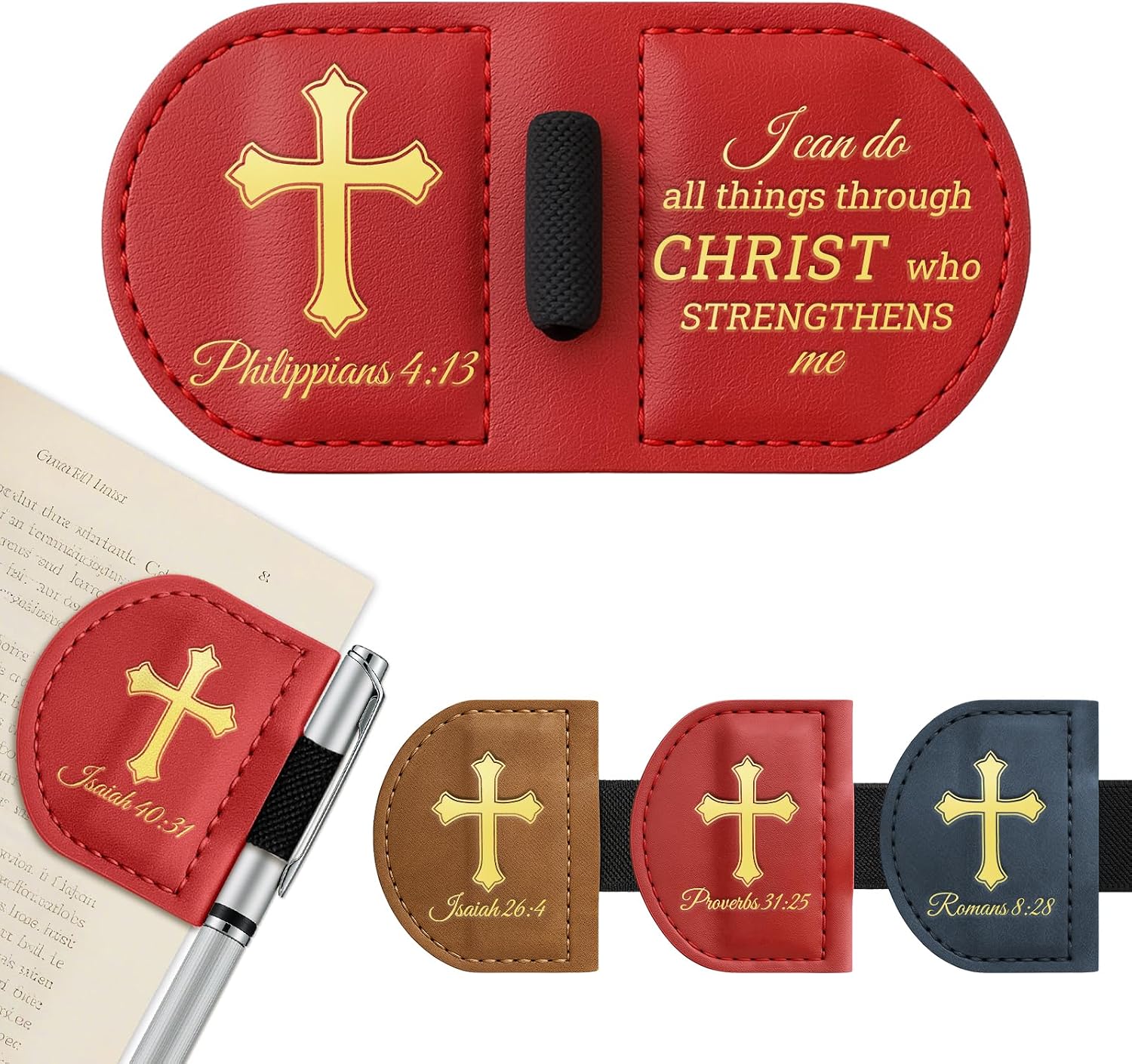 Personalized Magnetic Bookmarks,Bible Bookmark(Red,Philippians 4:13)