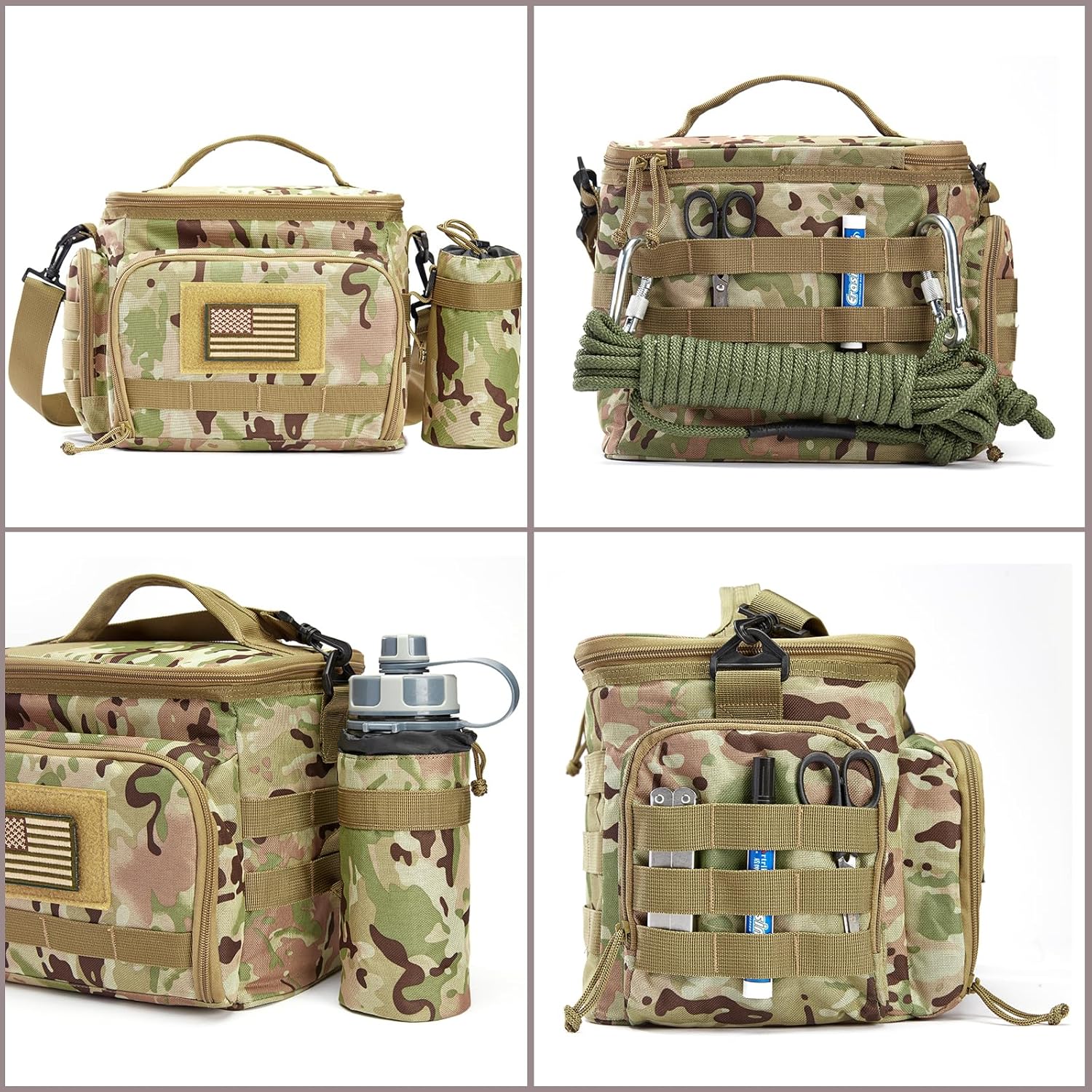 MOV COMPRA Tactical Lunch Bag for Men, Insulated Lunch Box Leakproof for Men Large Capacity with MOLLE Water Bottle Pouch Lunchbox for Adults for Work, Picnic(Camouflage Green) - Image 4