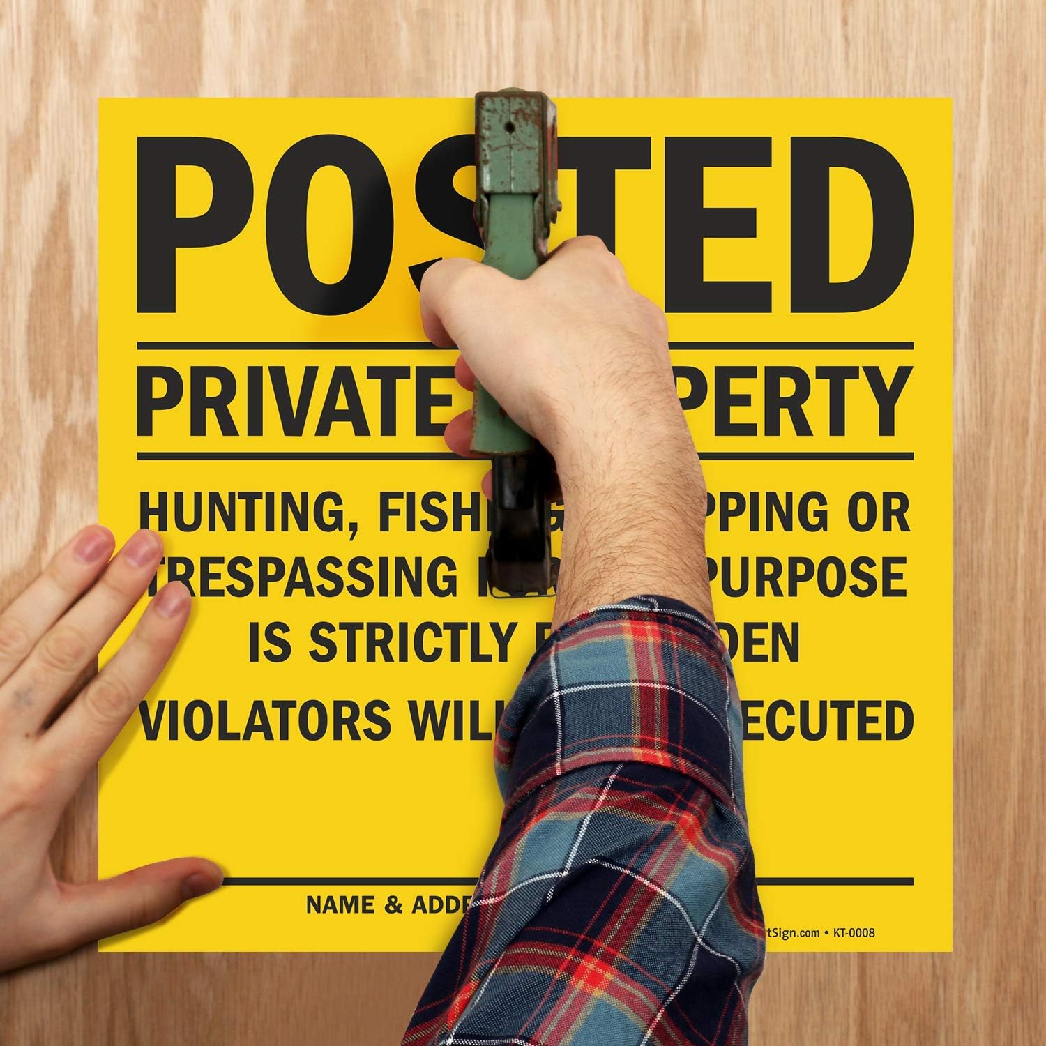 Smartsign “Posted - Private Property, Violators Will be Prosecuted” Sign | 11" x 11" Plastic (Pack of 5), Made in USA