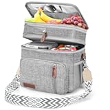 LOKASS Lunch Box for Women&sol;Men-16L-Insulated Lunch Bag&comma; Expandable Double-layer Leakproof Cooler Bag with Upgrade Adjustable Shoulder Strap Ideal for Work&sol;Travel&sol;Picnics（Gray）