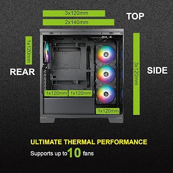 AZZA CSAZ-570B Cove/Gaming/ATX Mid-Tower/Computer Case/Back-Connect Supported