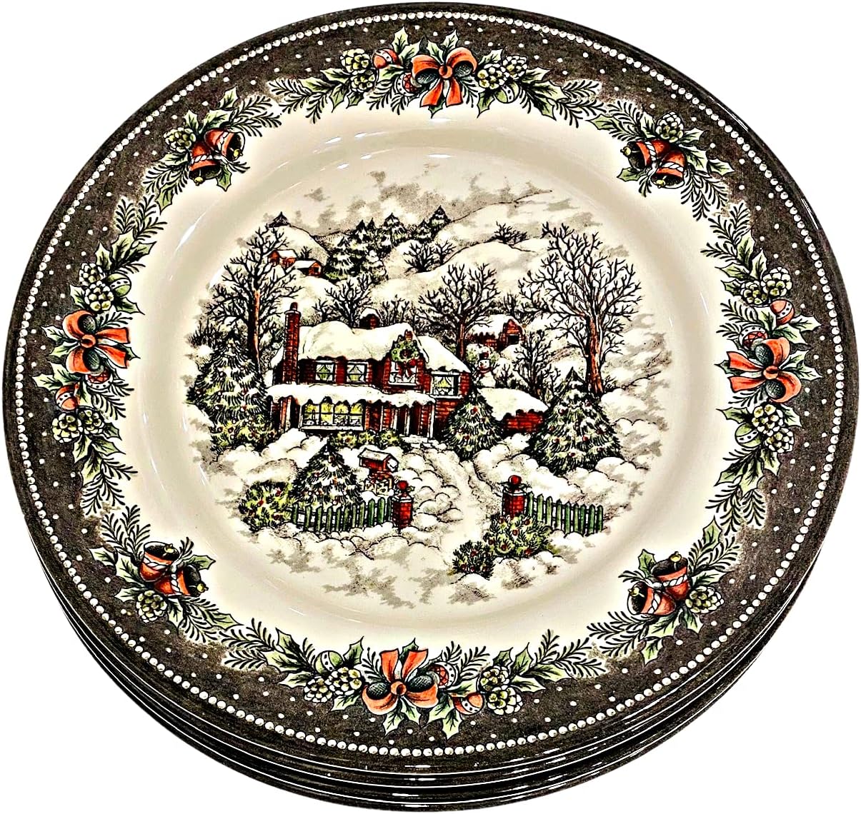 Royal Stafford Christmas Village Salad Plate, Set of 4