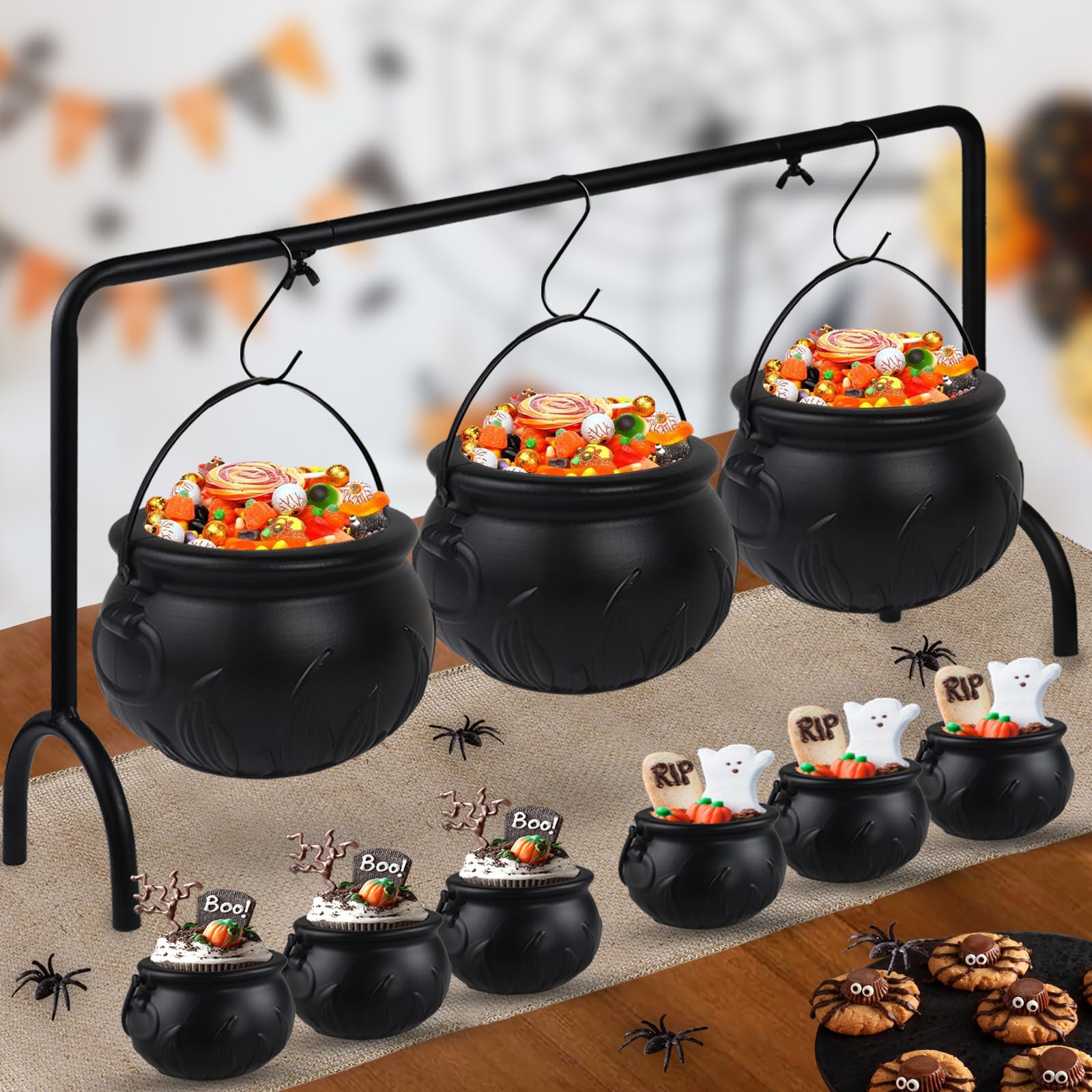 Halloween Cauldron Set | Witch Mixing Pot | Cauldron Kettle Decor | Halloween Mixing Cauldrons, Multi-Purpose Cauldrons, Witch Cauldron Pot, Halloween - View #2