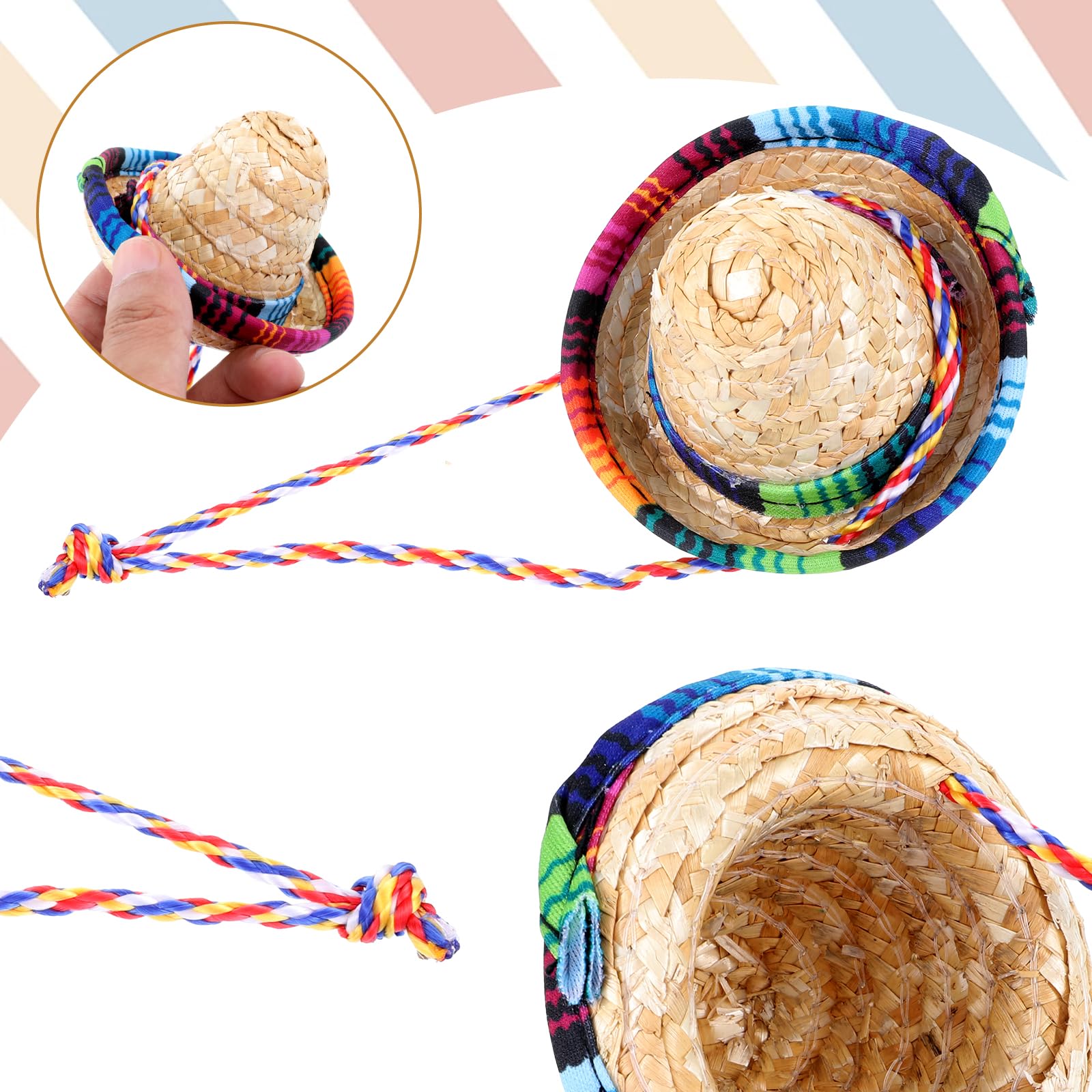 Sombrero-Hüte für Bartdrache, handgefertigt, natürlicher Strohhut mit verstellbarem Kinnriemen, für kleine Haustiere, Eidechsen, Reptilien, Frettchen, Hamster, Schlangen, Meerschweinchen (2)