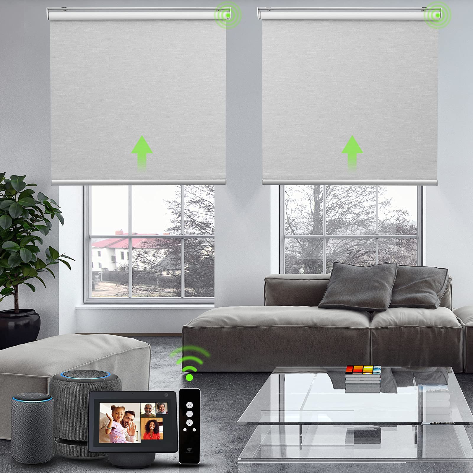 Buy SmartWings Motorized Roller Shades,100 Blackout Rechargeable