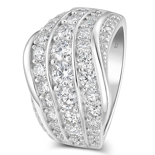 Moissanite Wide Wedding Band for Women D Color VVS1 Clarity Fashion Promise Ring 925 Sterling Silver Sz 5-10