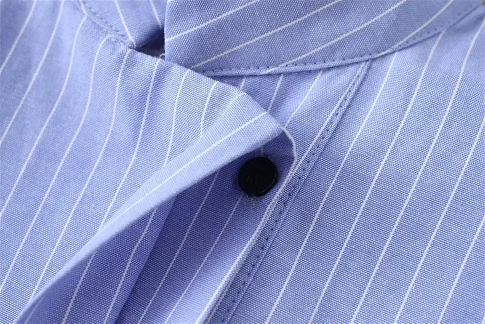 Camicetta da donna vintage a righe da donna, elegante, casual, con lacci, per ufficio, lavoro, a righe