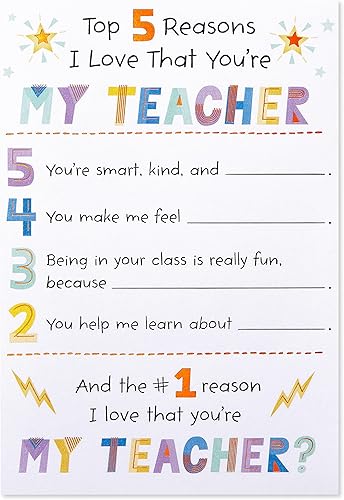 Miniatura 4 de American Greetings Rellena la tarjeta de agradecimiento en blanco para profesores (el mejor maestro!)