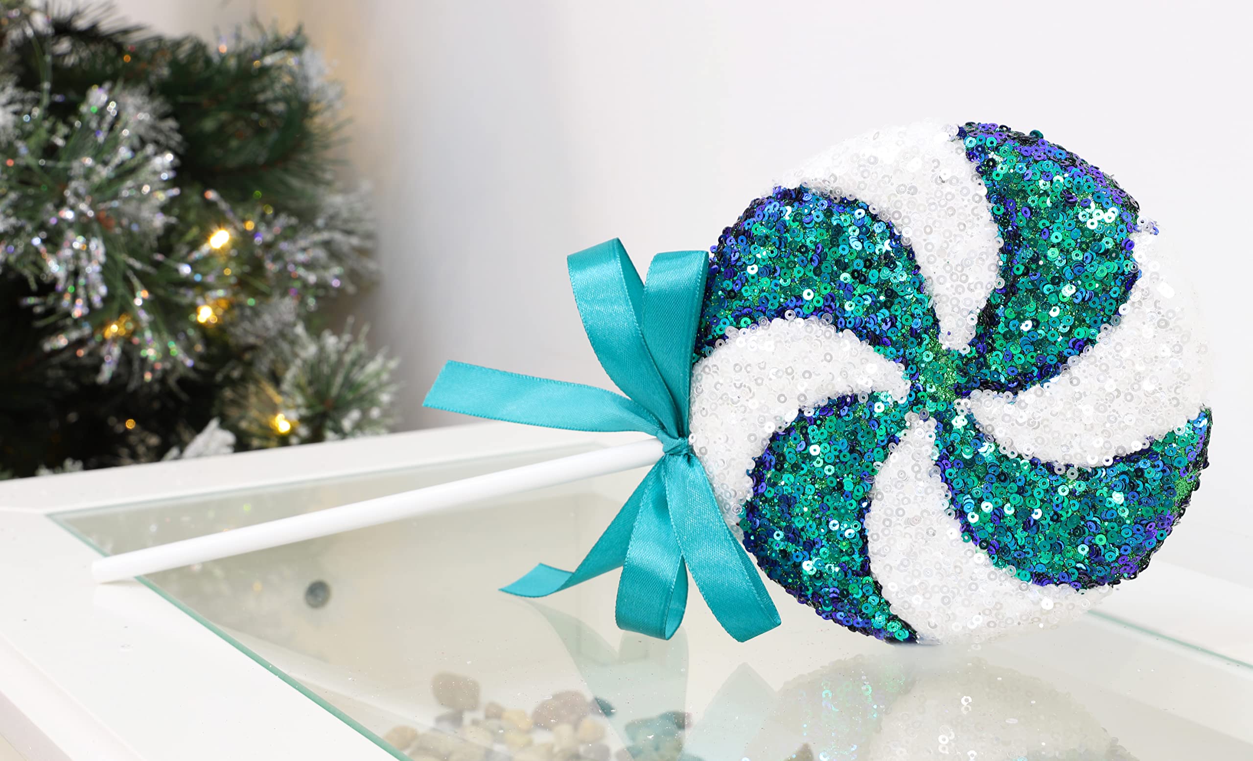 Decorazione Natalizia Gigante A Forma Di Lecca Lecca Con Paillettes - Christmas Concepts 36x15 Cm - 5 Colori Disponibili