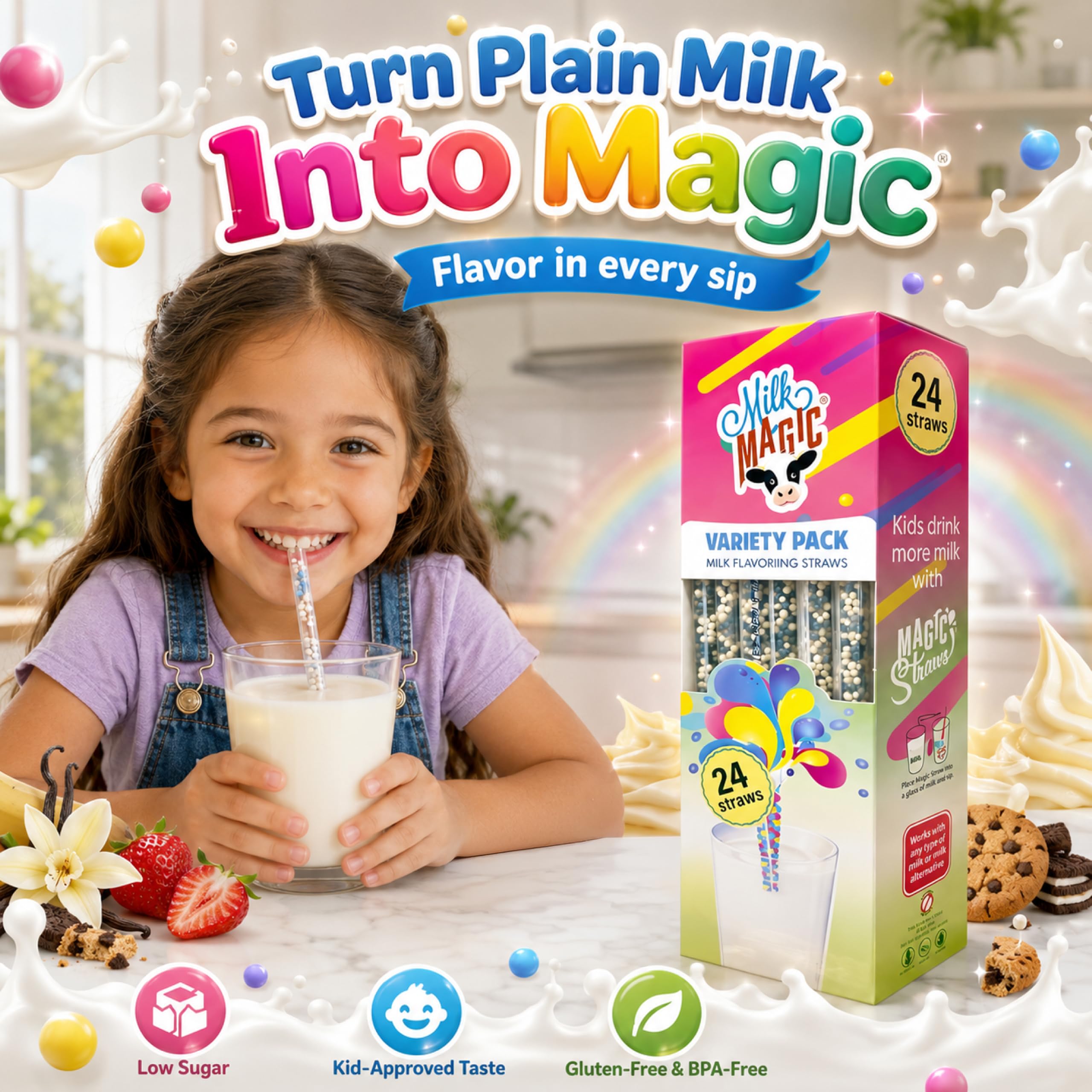 Amazon.com: Milk Magic Flavored Straws | 24 Pack Variety | Vanilla