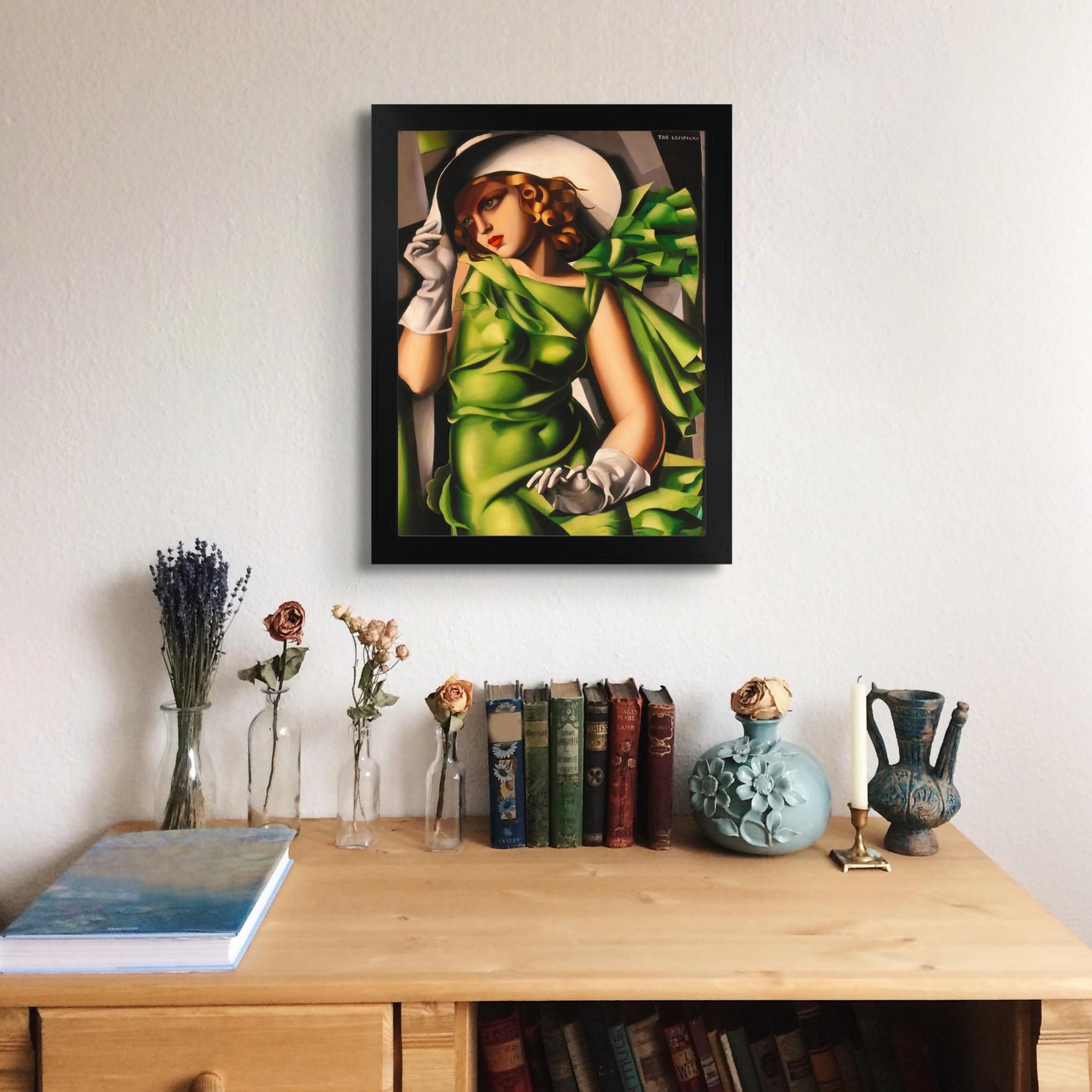 レンピカの額装されたアート緑色の女性 (Lempika green woman framed 