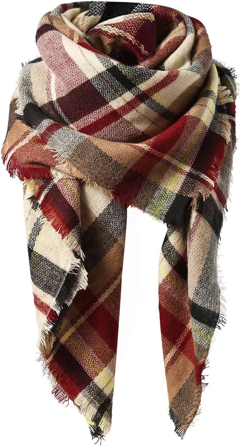 American TrendsSweet Gifts for Women - Plaid Blanket Scarf, Trendy Tartan Scarves, Oversized Wrap Shawl