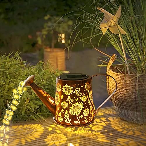 Miniatura 6 de Regadera solar con luces, luces solares colgantes de cascada para decoración de jardín al aire libre, luces solares impermeables de jardín para