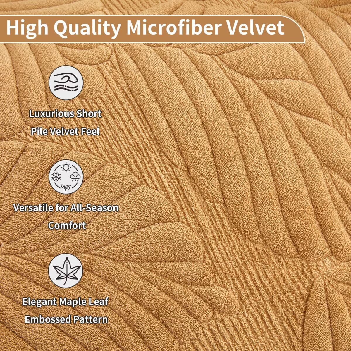 Gold Recliner Chair Cover 1 Piece Super Soft Jacquard Plush Microfiber Velvet Recliner Slipcovers for Dogs Cats Kids Stay in Place Non Slip Waterproof Washable Reclining Chair Covers 23.6"