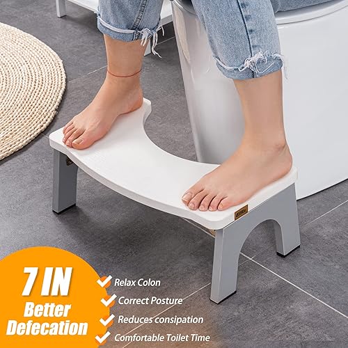 Miniatura 15 de Taburete de inodoro de madera, plegable para adultos, 7 pulgadas, extra resistente y ancho, taburete de madera con pies antideslizantes, 380 libras