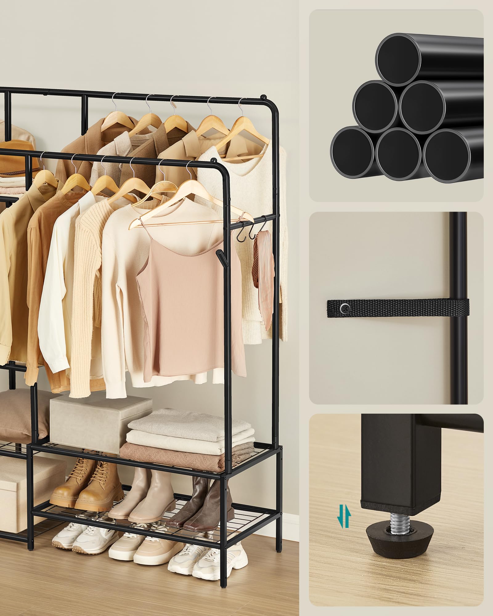 Amazon｜SONGMICS ハンガーラック 頑丈 大容量洋服掛けスタンド耐荷重