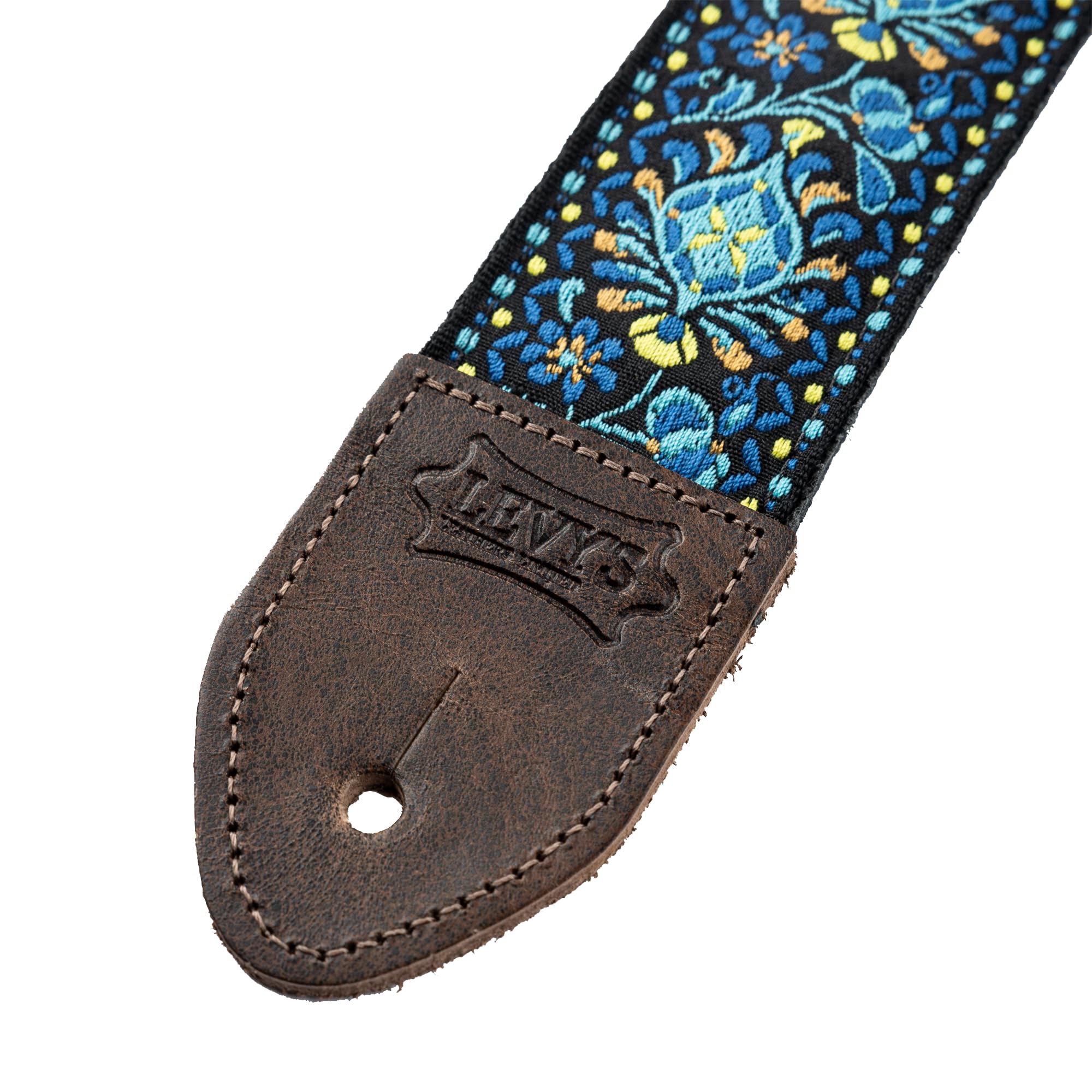 Levy's Leathers Vintage Hootenanny Series Gitarrengurt | Jacquardgewebe | Breite 5 cm | Farbe Blau | (M8HTV-04)