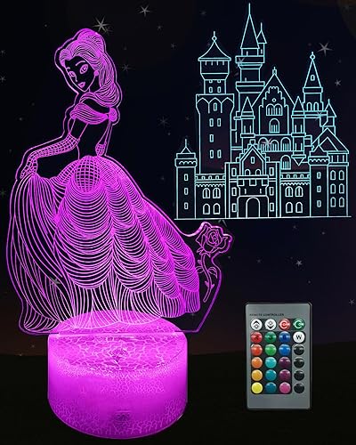 Night Light Princess Castle for Girls Bedroom, 3D Illusion Lamp,