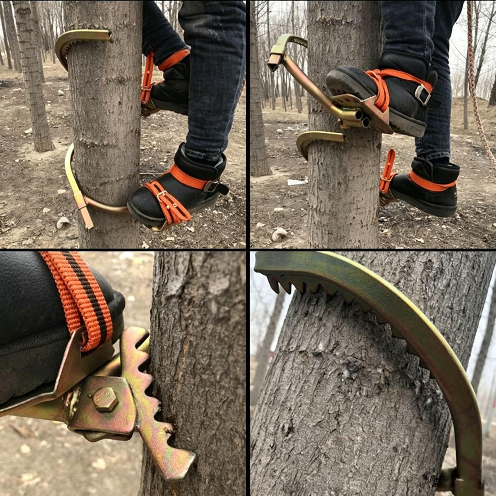 Griffe Elagage Crampons pour L'élagage, Kit D'élagueur pour Poteau Électrique/Épées pour Subir Les Arbres, Éperons D'élagueur avec Pédale Antidérapante Et Sangle