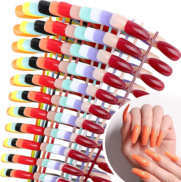 288 Pieces Extra Long Press on Nails 12 Solid Colours Ballerina False Nails Full Cover Fake Nails Artificial Nail Tips for Women Girls (Ballerina Nails)