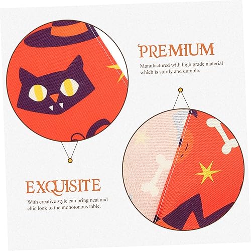 Miniatura 7 de Amosfun Mantel de Halloween para mesa de comedor, mantel de arpillera, pañuelo, bufanda, bandera de mesa de Halloween, decoración de paisaje, mantel