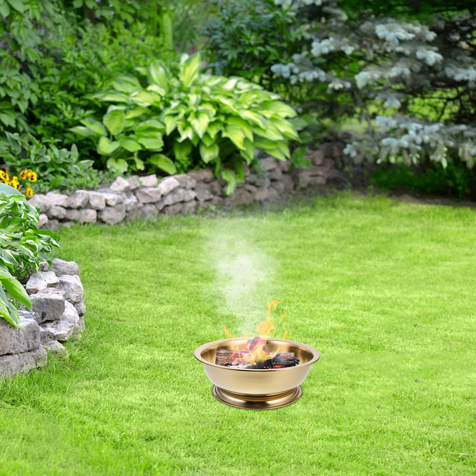 Braciere in Ferro Oro per Campeggio e Rituali Familiari Grande Capacità Design Spazioso Resistente alla Deformazione per Esterni e Giardino