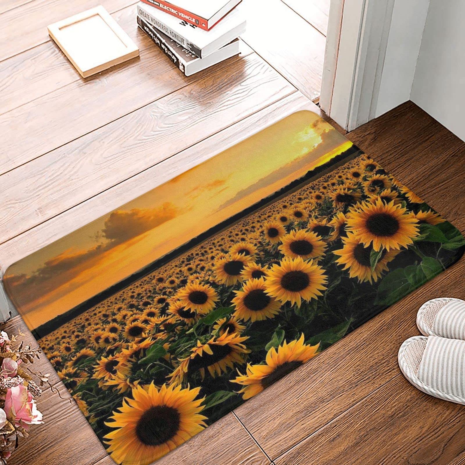 Tapis d'entrée Halloween tournesol 50x80 cm pour paillasson accueillant
