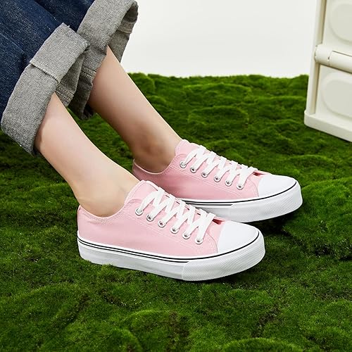 Miniatura 2 de ZGR - Zapatillas de tenis blancas para mujer, con cordones, de lona, zapatillas casuales de lona para caminar