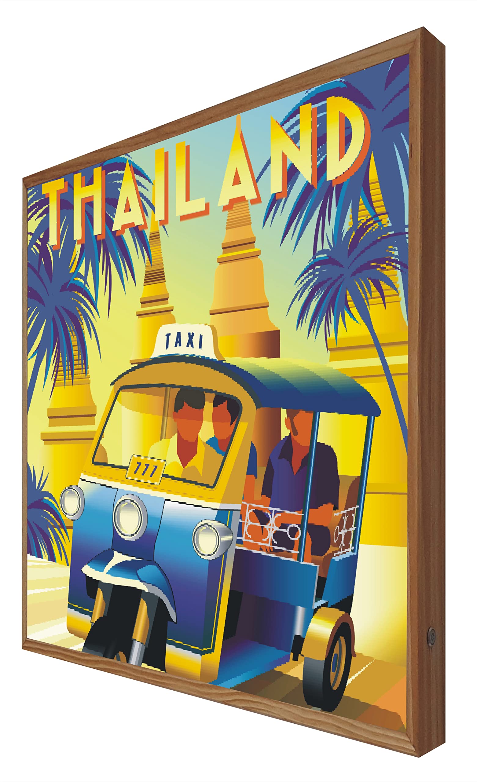 Affiche vintage éclairée cadeau idéal déco LED Thaïlande Série Voyageur