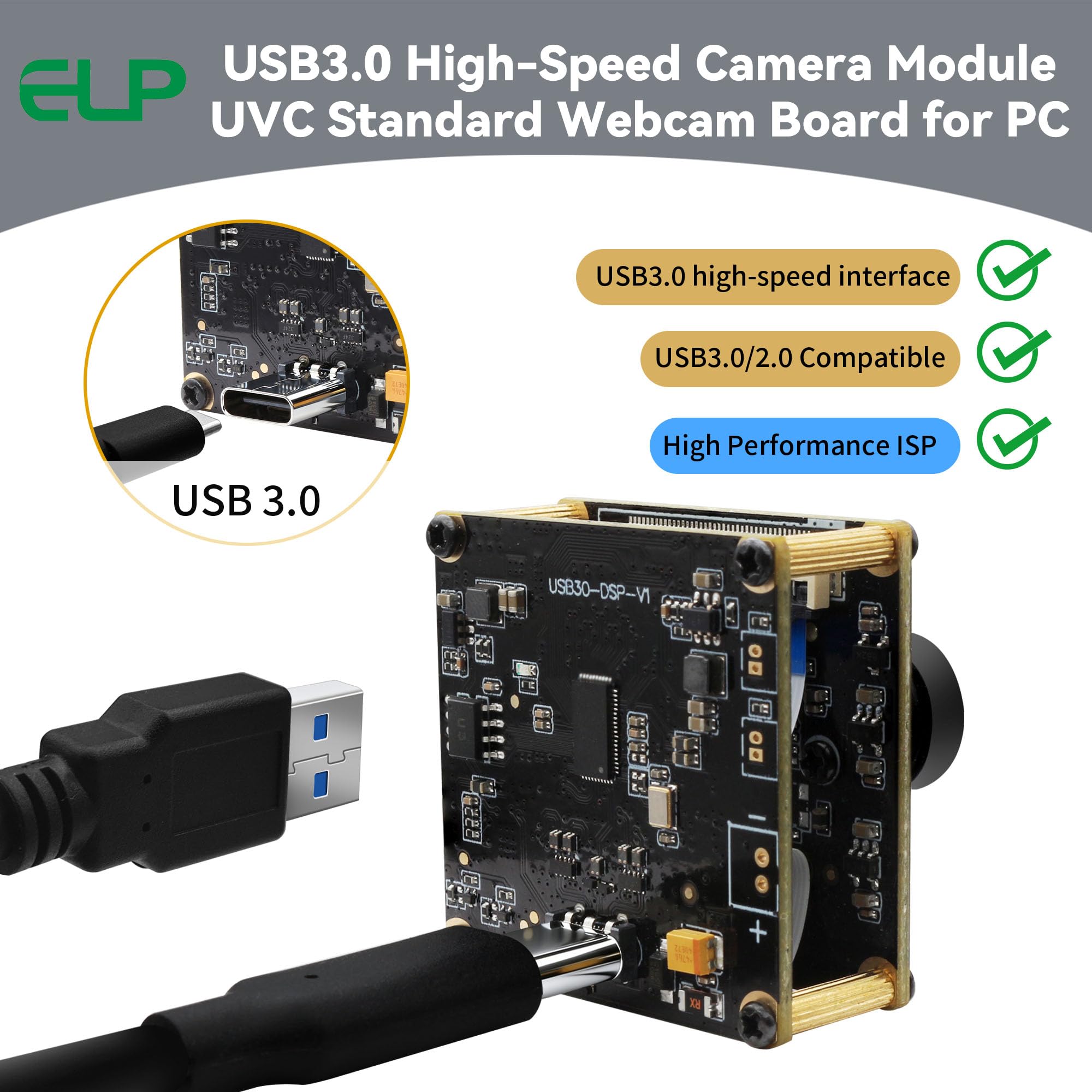Amazon.co.jp: ELP 高速 4K 60FPS USBカメラモジュール コンピューター
