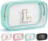 Vista 88 de YOOLIFE - Bolso transparente con iniciales para artículos de aseo personal para mujer, bolso de maquillaje y cosméticos impermeable, regalos de San