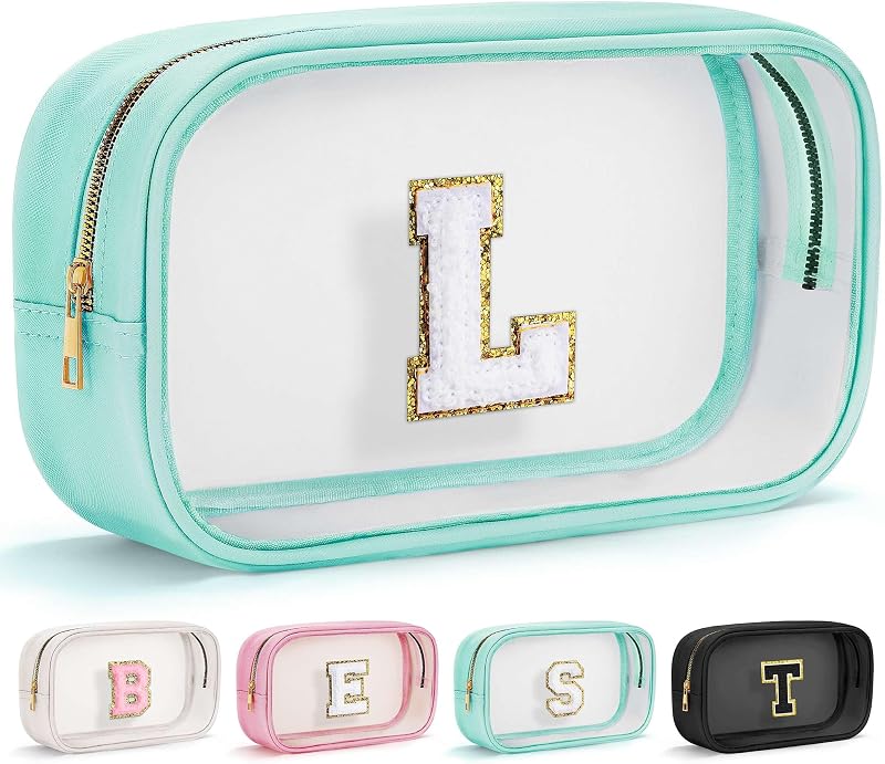 Necessaire de maquiagem transparente YOOLIFE com zíper, modelo L, Azul, 1 unidade