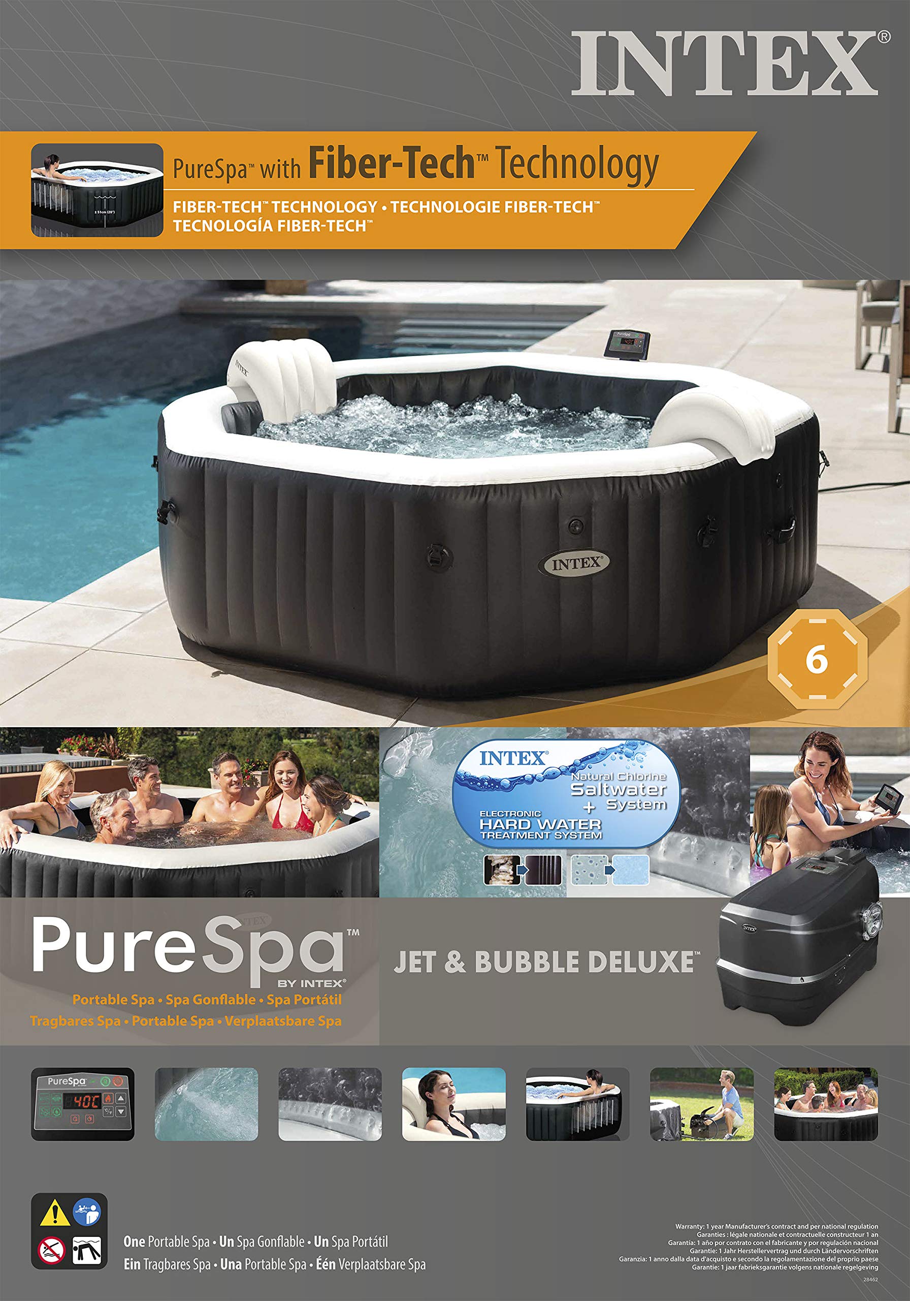 Intex PureSpa Basen Dmuchany, Czarny/Biały, Ø 218 x 71 cm