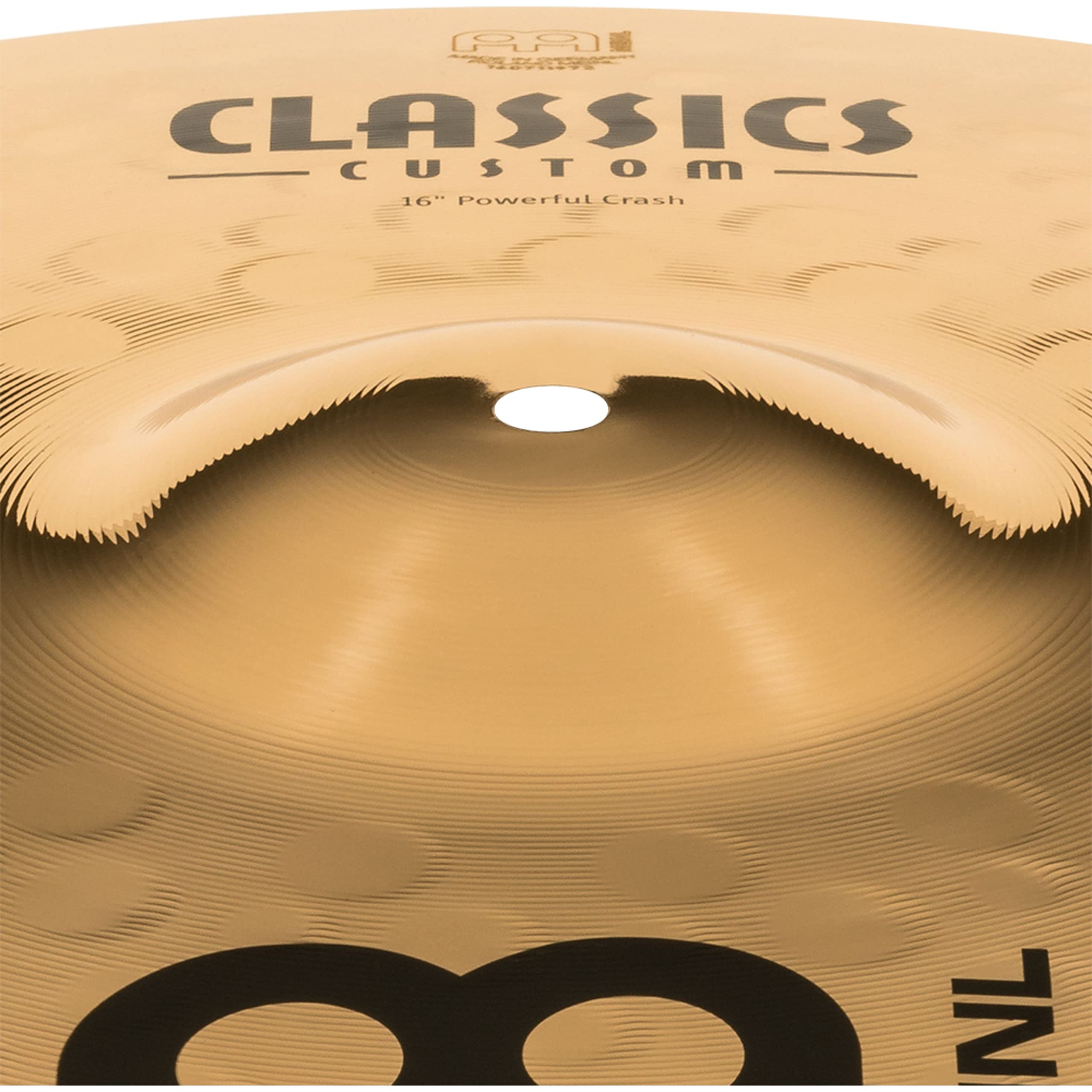 Meinl Cymbals Classics Custom Brilliant Piatto Powerful Crash 16 pollici (40,64cm) per Batteria - Bronzo B12, Finitura Brillante, Prodotto in Germania (CC16PC-B)