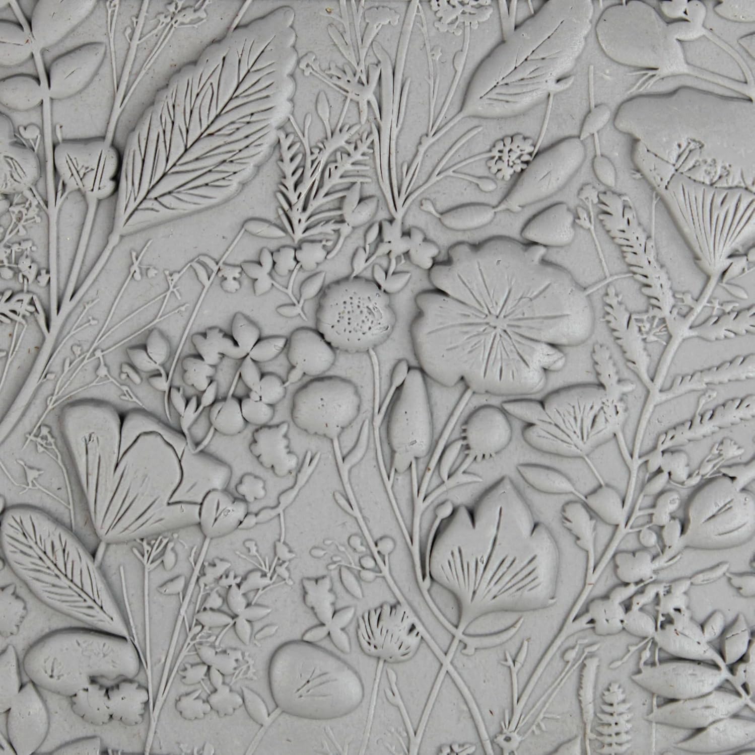 Floral Foliage Collection 4-Pack Clay Texture Rollers (4") - Seamless Meadow Set #01 - Embossing Pattern Rollers for Polymer & Ceramic Clay, Pottery & Crafts