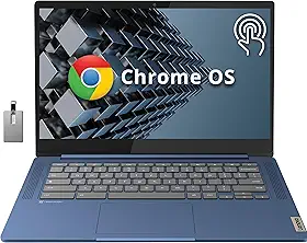 Lenovo IdeaPad Slim 3 Chromebook, laptop com tela sensível ao toque IPS FHD de 14 polegadas, processador MediaTek Kompanio 520, 4 GB RAM, 64 GB eMMC, webcam, teclado regular, WiFi6, Chrome OS, azul
