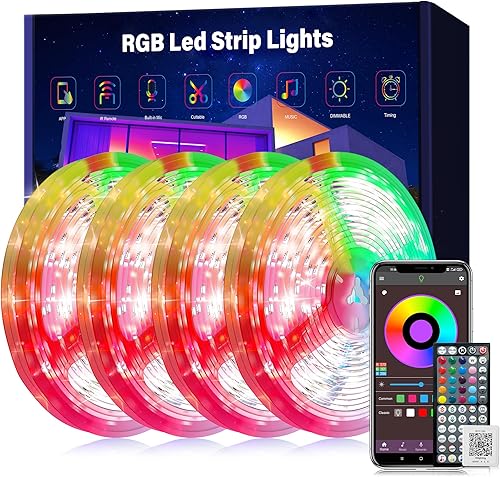 Luces LED de 400 pies para sincronización de música de dormitorio, tira de luces LED que cambian de color con control remoto IR y control de disponible en Yaxa Guatemala