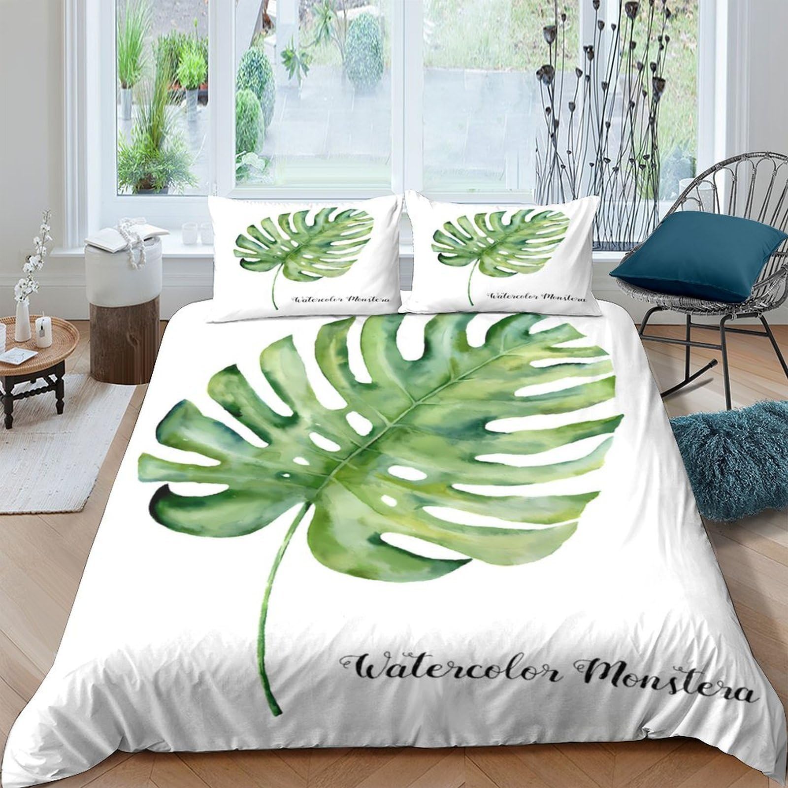 Ctjqhvkz Style-10 3D Printed Monstera Leaf Fitted Sheet Microfiber Soft Green Botanical Bed Sheet For Bedroom Guest Room Dorm Decor Single（135X200cm）