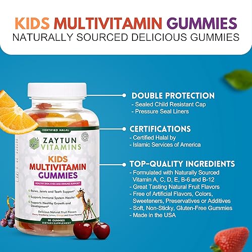Miniatura 5 de Zaytun Vitamins Gomitas multivitamínicas Halal para niños y adultos, apoyo nutricional diario completo para la familia, vegetariano, apoya la